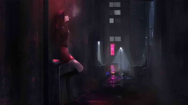 动漫女孩在黑暗的小巷-奈落语