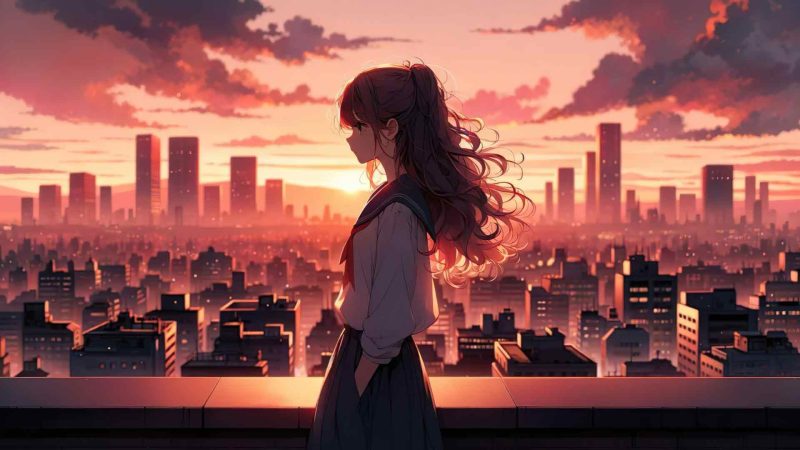 动漫女学生陷入沉思-奈落语