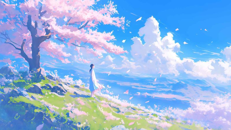 动漫女孩美丽风景桌面壁纸-奈落语