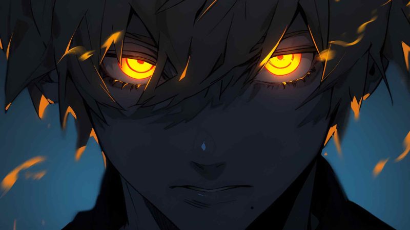 动漫男孩与黄色发光的眼睛桌面壁纸-奈落语