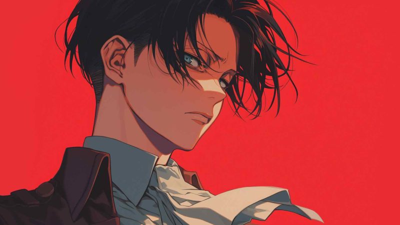 AOT 利维·阿克曼 红色 桌面壁纸-奈落语