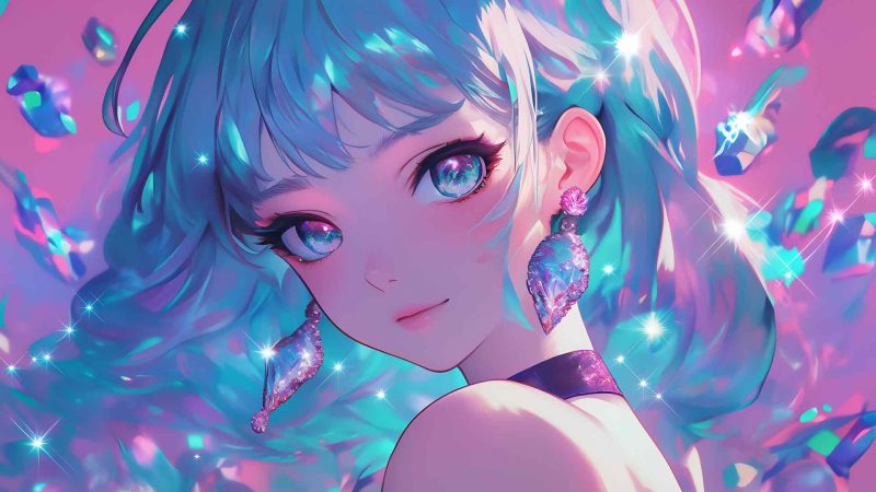 闪光梦幻粉彩动漫女孩桌面壁纸-奈落语