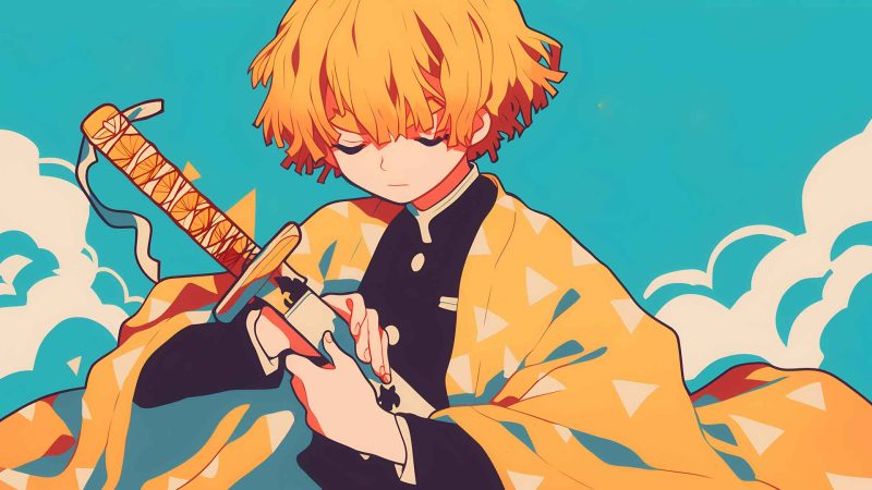 ZENITSU 雷霆呼吸姿态 鬼灭之刃 桌面壁纸-奈落语