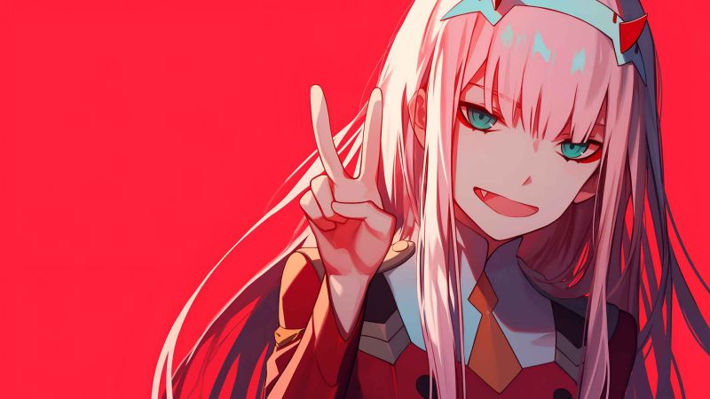 ZERO TWO 和平标志红色背景桌面壁纸-奈落语