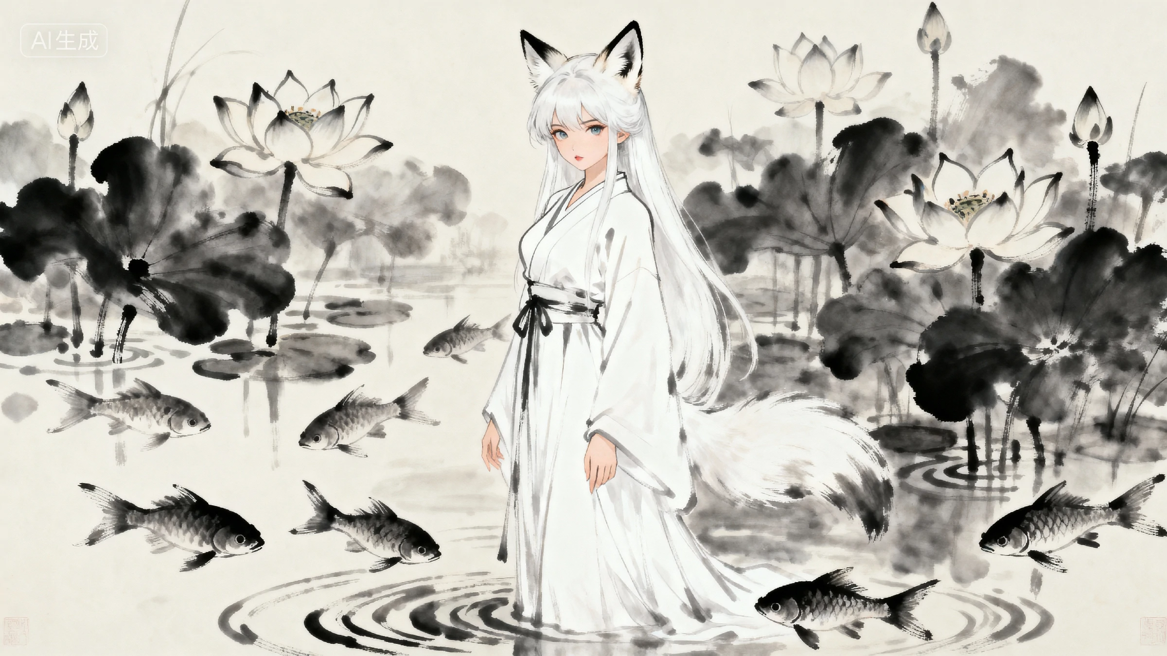 墨韵荷间:狐仙临水照清影-奈落语 墨韵荷间:狐仙临水照清影-奈落语