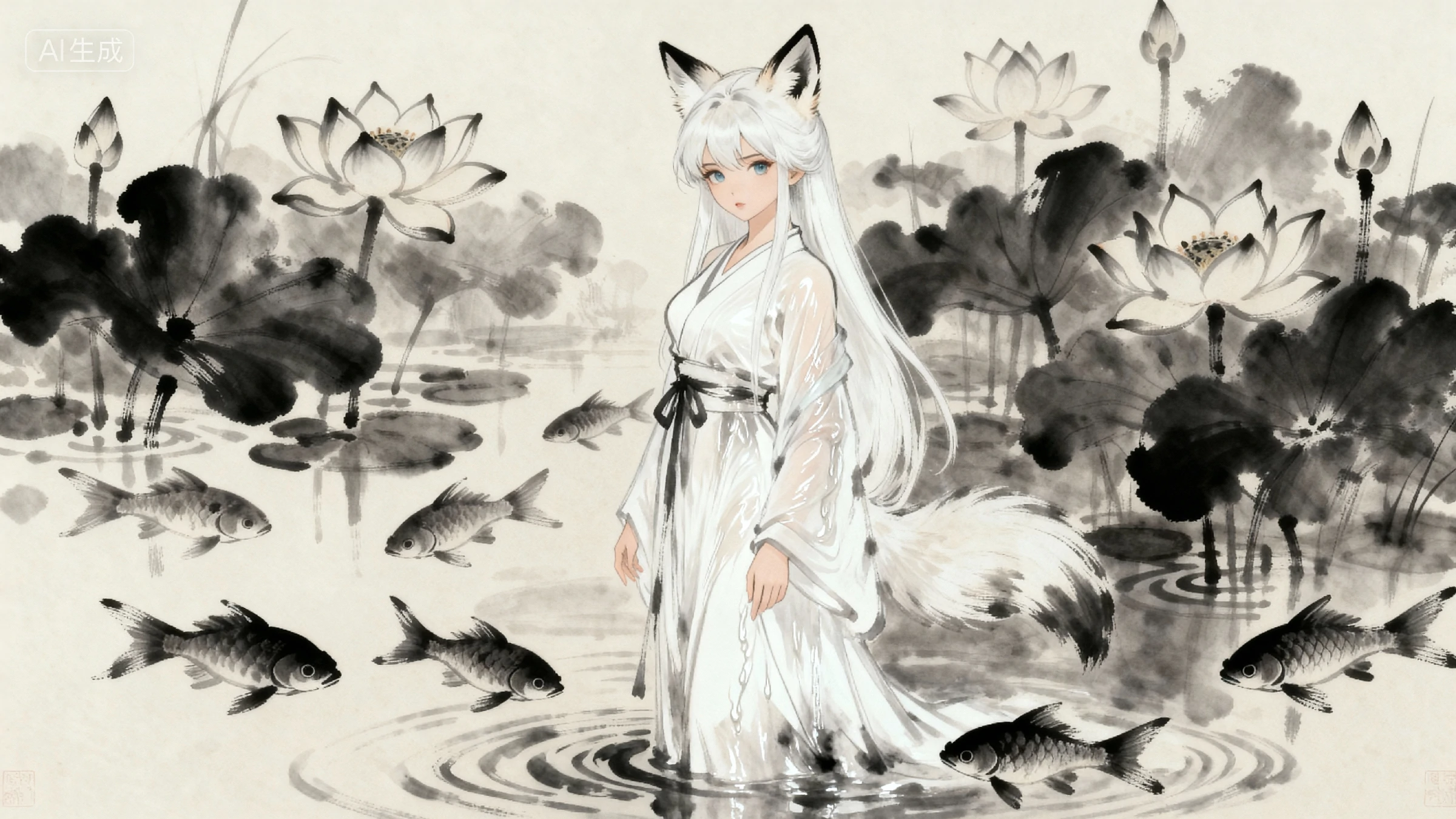 墨韵荷间:狐仙临水照清影-奈落语 墨韵荷间:狐仙临水照清影-奈落语