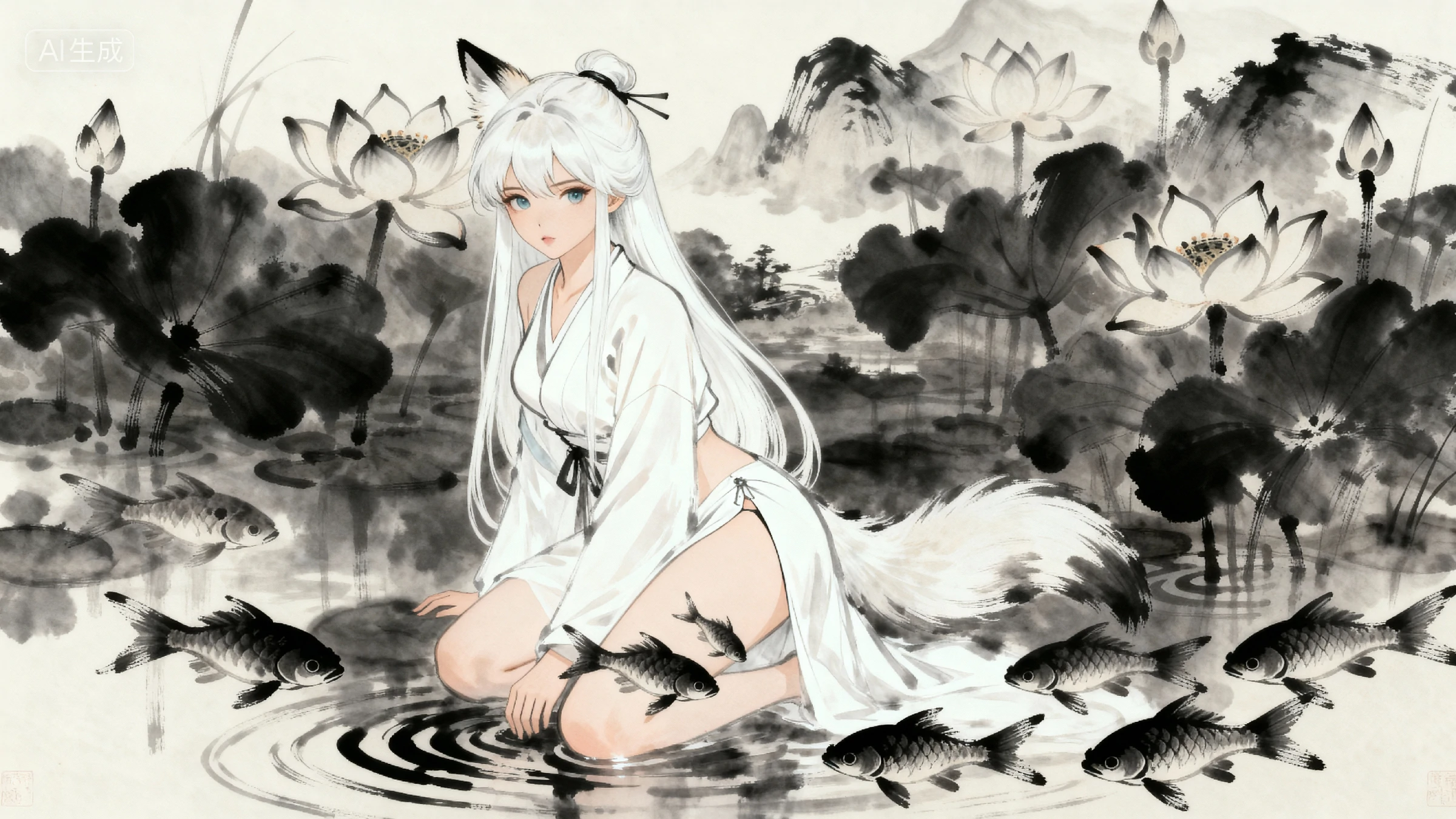 墨韵荷间:狐仙临水照清影-奈落语 墨韵荷间:狐仙临水照清影-奈落语