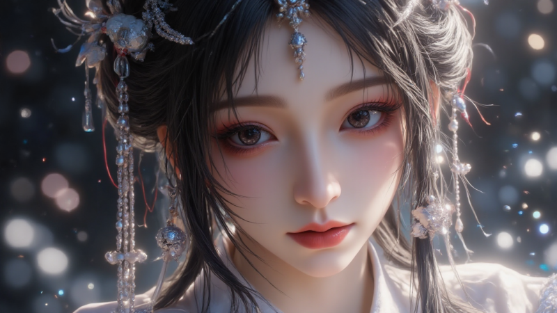 银饰缀发，眸映流光的古风典雅少女-奈落语