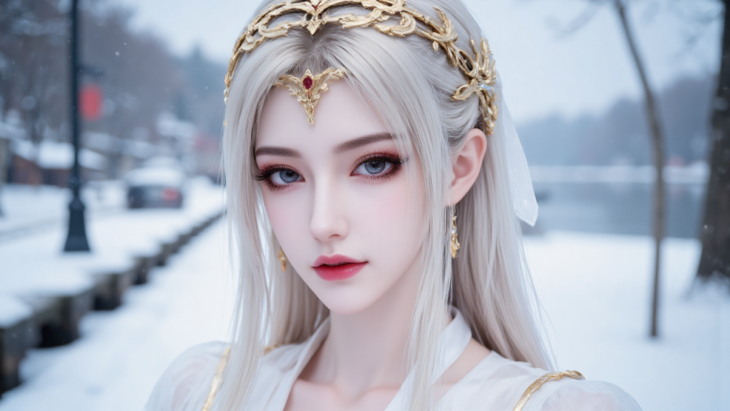 雪境白衣金饰佳人-奈落语 雪境白衣金饰佳人-奈落语