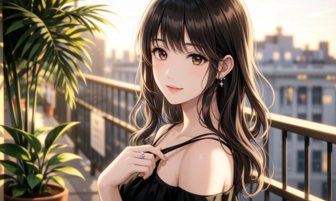 超写实二次元融合风格的年轻女性：深棕微卷长发-奈落语