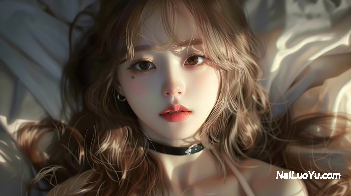 柔和动漫风亚洲少女,浅棕长卷发带自然蓬松卷度,空气刘海修饰脸型-奈落语 柔和动漫风亚洲少女,浅棕长卷发带自然蓬松卷度,空气刘海修饰脸型-奈落语