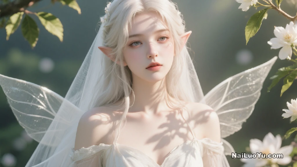 白纱遮面精灵似梦,花间轻舞翼生光-奈落语 白纱遮面精灵似梦,花间轻舞翼生光-奈落语