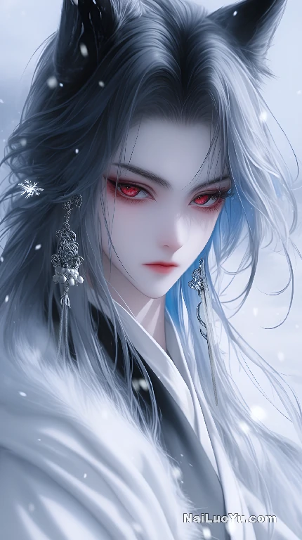 漫天飞雪的素白世界中,立着一位狐耳人身的古风角色-奈落语 漫天飞雪的素白世界中,立着一位狐耳人身的古风角色-奈落语