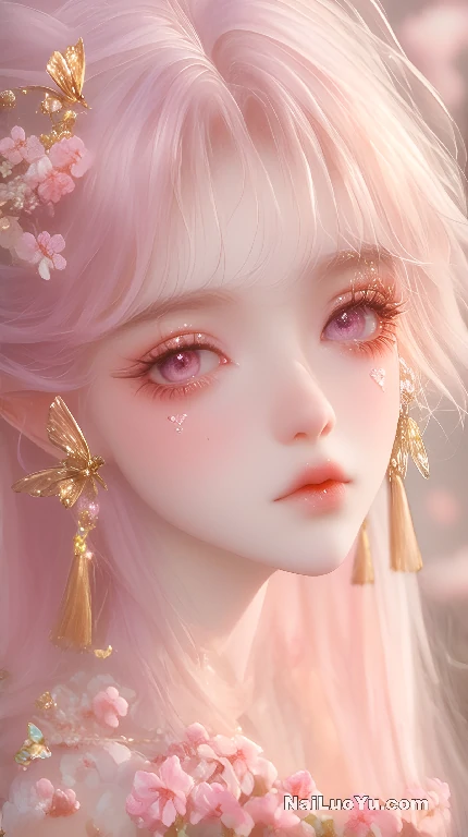 一位古风仙子,一头粉发如云,发间点缀着盛放的桃花-奈落语 一位古风仙子,一头粉发如云,发间点缀着盛放的桃花-奈落语