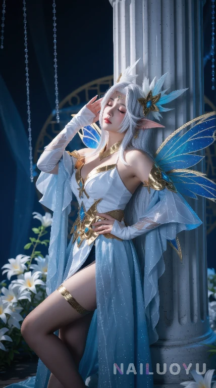 美到窒息的蓝金系精灵COS-奈落语