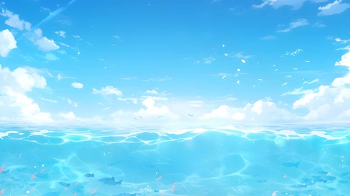 海洋表面水下景观桌面壁纸-奈落语