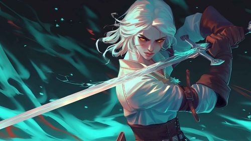 巫师 CIRI 动作姿势桌面壁纸-奈落语
