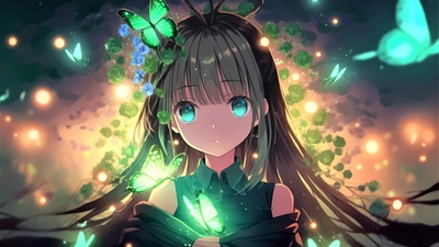 动漫女孩绿眼睛壁纸-奈落语