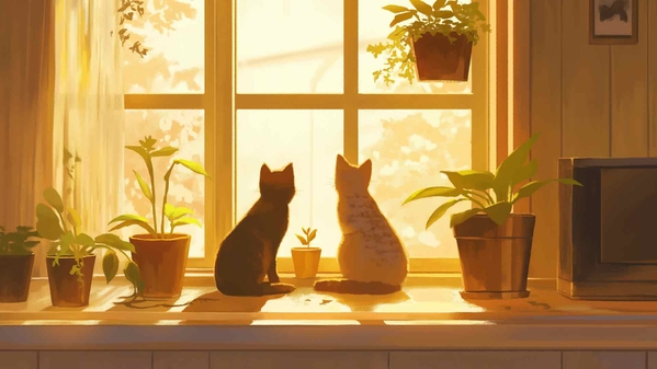 窗边的猫桌面壁纸-奈落语