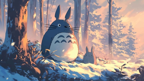 龙猫 龙猫在雪中桌面壁纸-奈落语