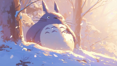 吉卜力工作室龙猫森林冬季雪景桌面壁纸-奈落语