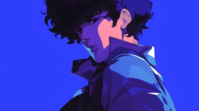 斯派克·斯皮格尔 (SPIKE SPIEGEL) 酷蓝色动漫桌面壁纸-奈落语