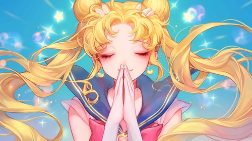美少女战士月野兔发光魔法桌面壁纸-奈落语
