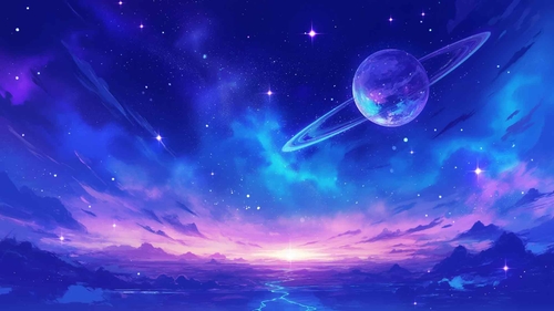 紫色天空太空风景桌面壁纸-奈落语