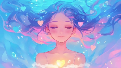 可爱的动漫女孩水下桌面壁纸-奈落语