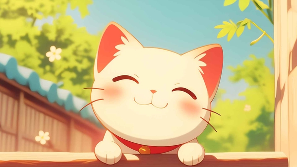 微笑的猫阳光背景桌面壁纸-奈落语
