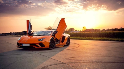 橙色兰博基尼 Aventador 超级跑车-奈落语