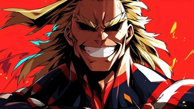MHA ALL MIGHT 红色动漫桌面壁纸-奈落语