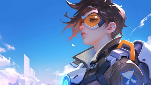 守望先锋 Tracer 未来天际线桌面壁纸-奈落语