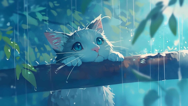 猫下雨天 PC 壁纸-奈落语