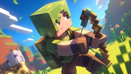 Minecraft 弓箭手动作射击壁纸-奈落语