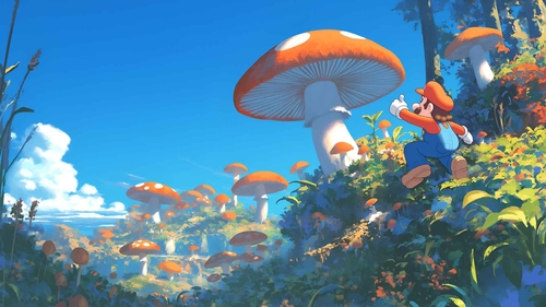 马里奥蘑​​菇谷卡通风格桌面壁纸-奈落语