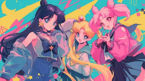 美少女战士三人组插图桌面壁纸-奈落语