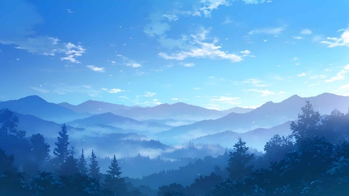 蓝山脉早晨桌面壁纸-奈落语