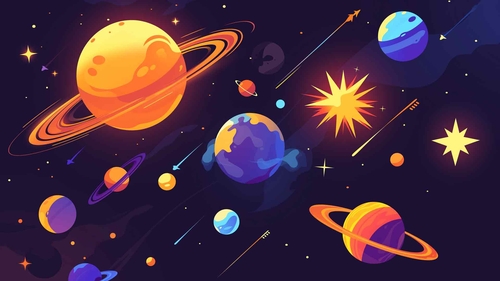 多彩的行星宇宙场景桌面壁纸-奈落语