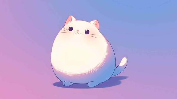 白色小猫微笑桌面壁纸-奈落语