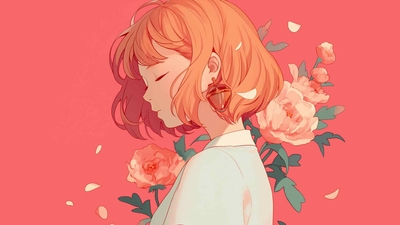 女孩与红玫瑰桌面壁纸-奈落语
