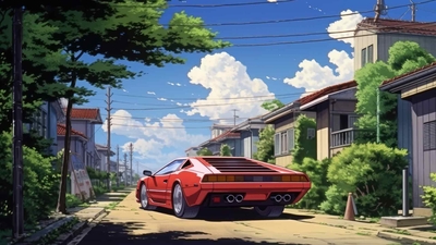 吉卜力风格兰博基尼Countach 4K-奈落语