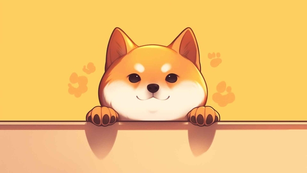 柴犬黄色背景桌面壁纸-奈落语