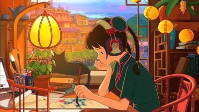 LO-FI 女孩学习 4k桌面壁纸-奈落语