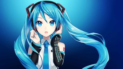 蓝色头发、VOCALOID、初音、未来 、动漫女孩-奈落语