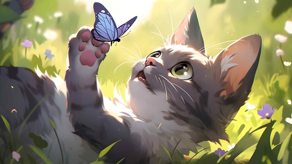 猫与蝴蝶桌面壁纸-奈落语