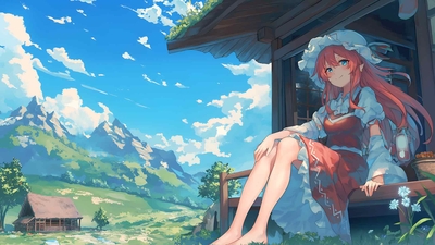 动漫女孩享受山桌面壁纸-奈落语