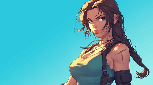 LARA CROFT 冒险蓝色桌面壁纸-奈落语