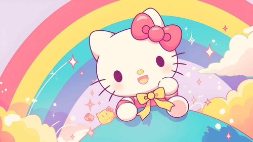 Hello Kitty 彩虹冒险桌面壁纸-奈落语