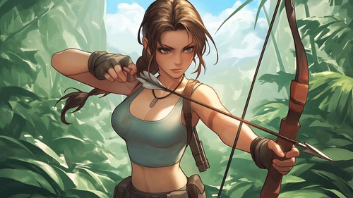 古墓丽影 LARA CROFT 弓箭手 桌面壁纸-奈落语